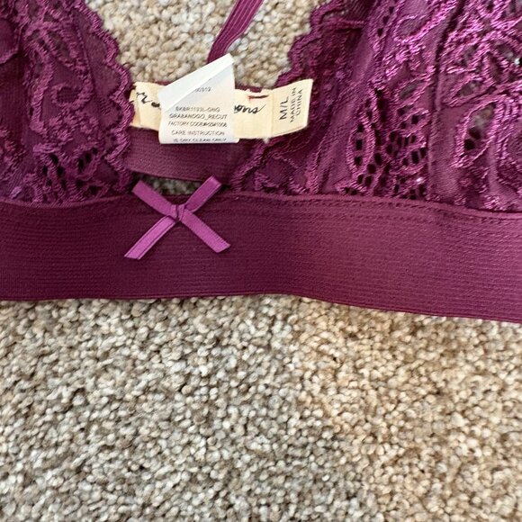 For Love & Lemons Skivvies Lace Bra Bralette Size M/L Maroon Lacy Sexy - Picture 4 of 13